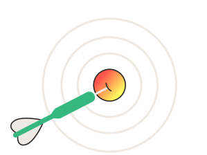 Illustration of a dart hitting the center of a target