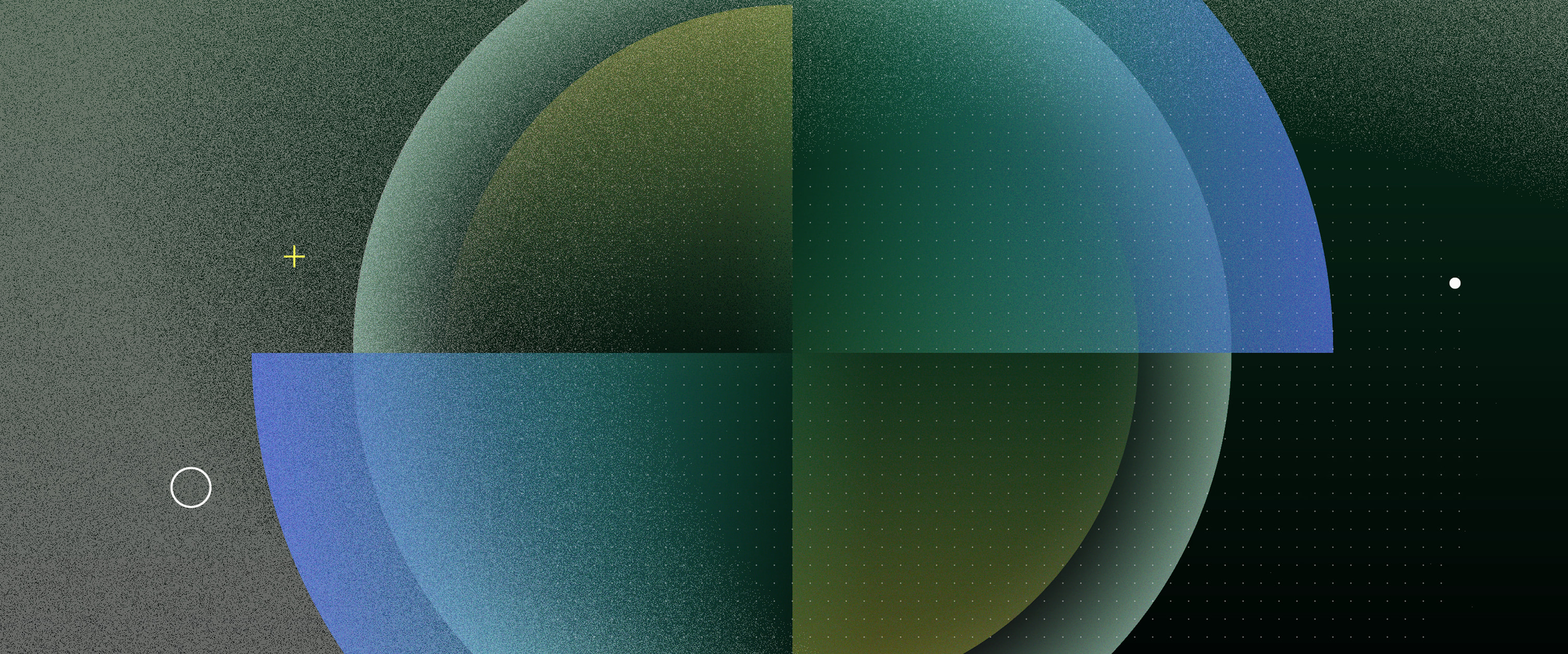 Abstract of overlapping blue and green spheres suggesting curriculum alignment