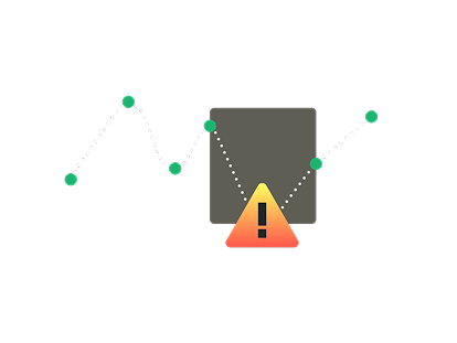 Illustration of a line graph with a warning triangle indicating an anomaly