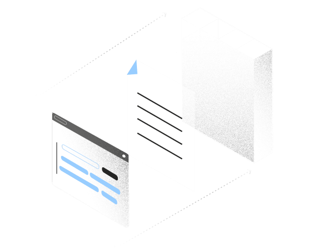 Illustration of a browser window and geometric shapes representing an AI agent applying guided instructions
