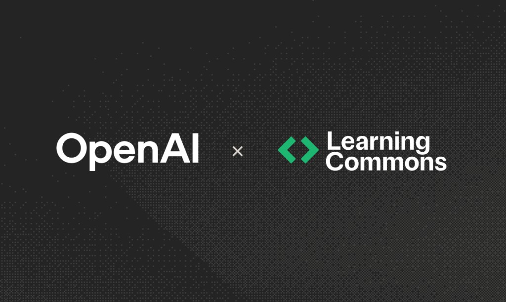 OpenAI and Learning Commons logos side by side on dark background